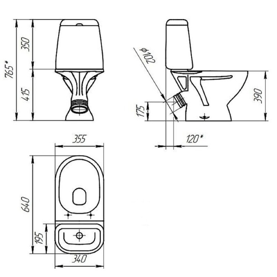 Унитаз-компакт Cersanit Star 63423, с сиденьем микролифт, белый