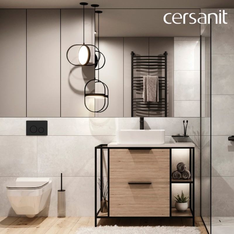 Клавиша смыва Cersanit Twins 63525, механическая, черная матовая
