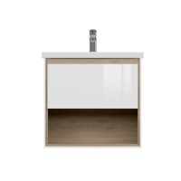 Тумба под раковину Cersanit Louna 64070, 60 см, подвесная, белая/дерево
