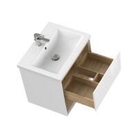 Тумба под раковину Cersanit Louna 64071, 80 см, подвесная, белая/дерево