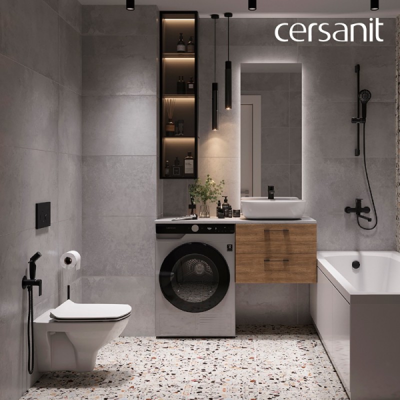 Инсталляция Cersanit Link Pro 64122, с подвесным безободковым унитазом Carina XL, сиденье микролифт, белый