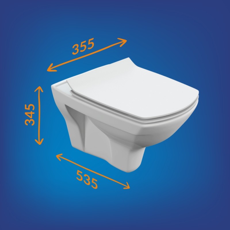 Инсталляция Cersanit Link Pro 64122, с подвесным безободковым унитазом Carina XL, сиденье микролифт, белый