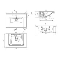 Раковина Art&Max Techno Грэйс 641600, 70 см, керамика, цвет белый