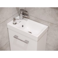 Тумба с раковиной Cersanit Lara 64179, 40 см, подвесная, в комплекте смеситель, дозатор, сифон, белая
