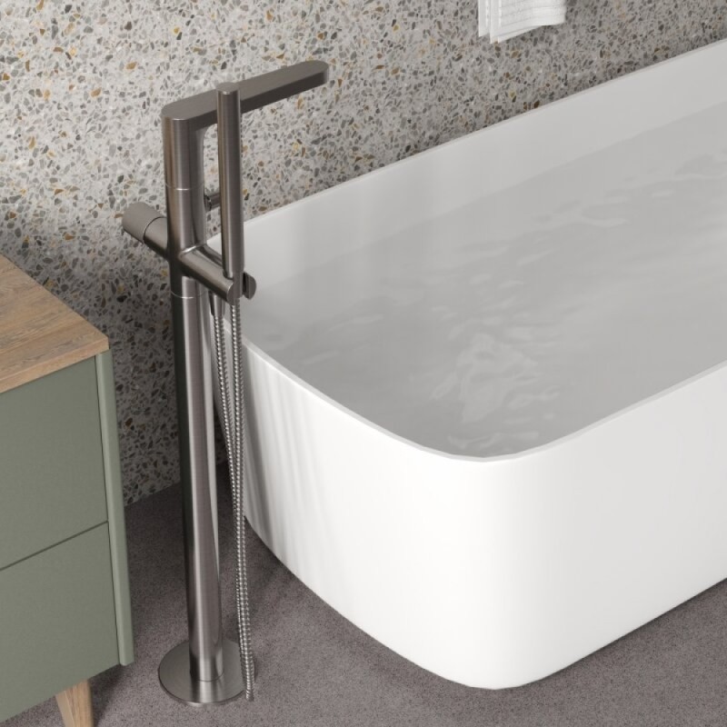 Смеситель для ванны и душа WasserKRAFT Tauber, напольный, никель, 6421