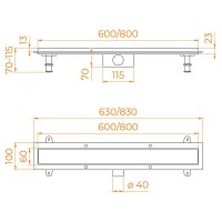 Дренажный канал RGW SDR-34 64213460-01, 60 см, под плитку, хром