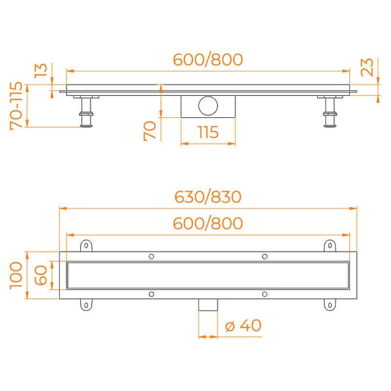 Дренажный канал RGW SDR-34 64213460-01, 60 см, под плитку, хром