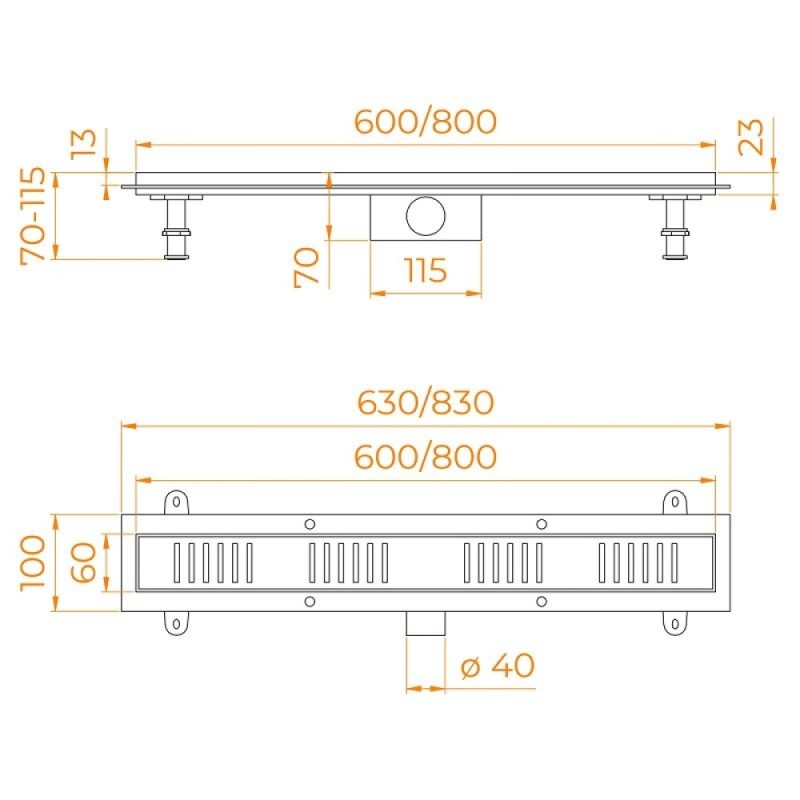 Дренажный канал RGW SDR-34B 64213460-04, 60 см, с перфорированной решеткой, черный
