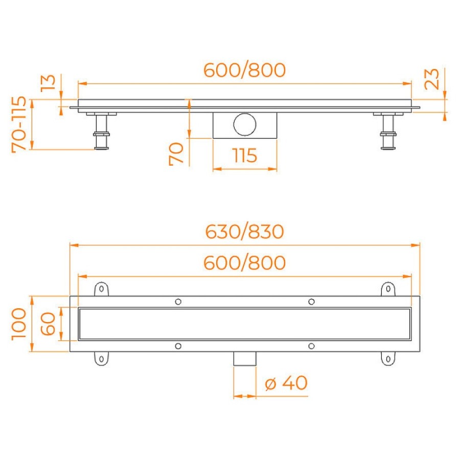 Дренажный канал RGW SDR-34 64213480-01, 80 см, под плитку, хром