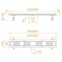 Дренажный канал RGW SDR-34B-80, 80 см, решетка черная, 64213480-04