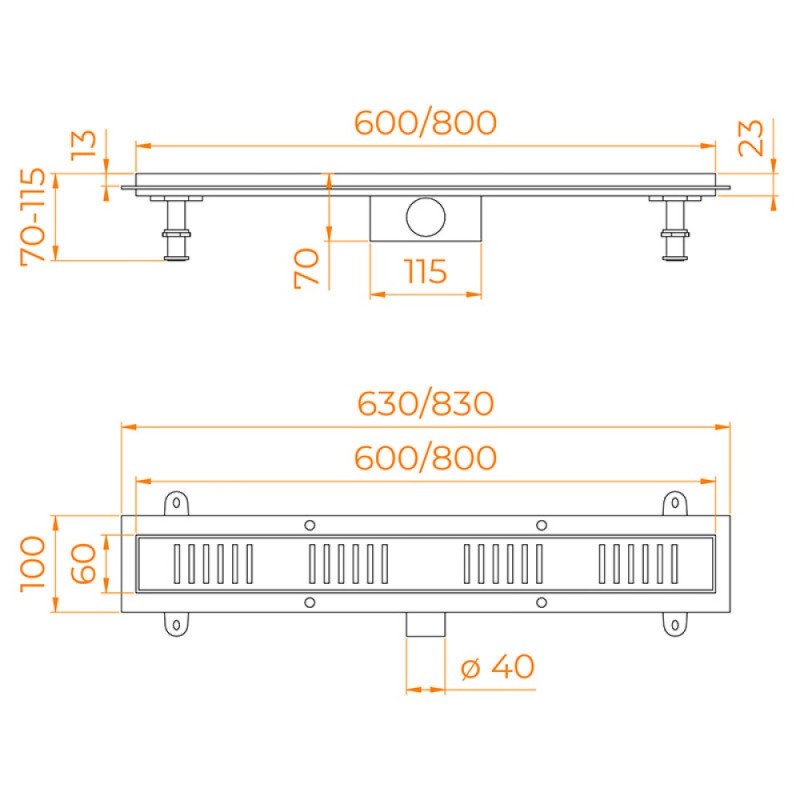 Дренажный канал RGW SDR-34B-80, 80 см, решетка черная, 64213480-04