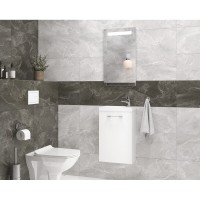Тумба с раковиной Cersanit Lara 64228, 40 см, подвесная, в комплекте смеситель, сифон, белая