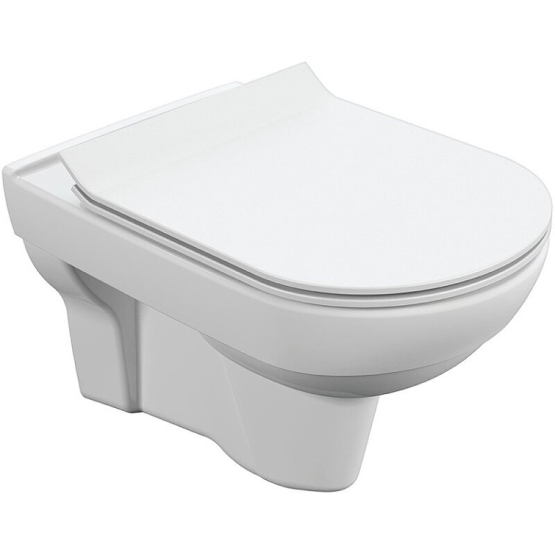 Инсталляция Cersanit Link pro 64277, с подвесным безободковым унитазом City Smart, сиденье микролифт, белый, клавиша белая