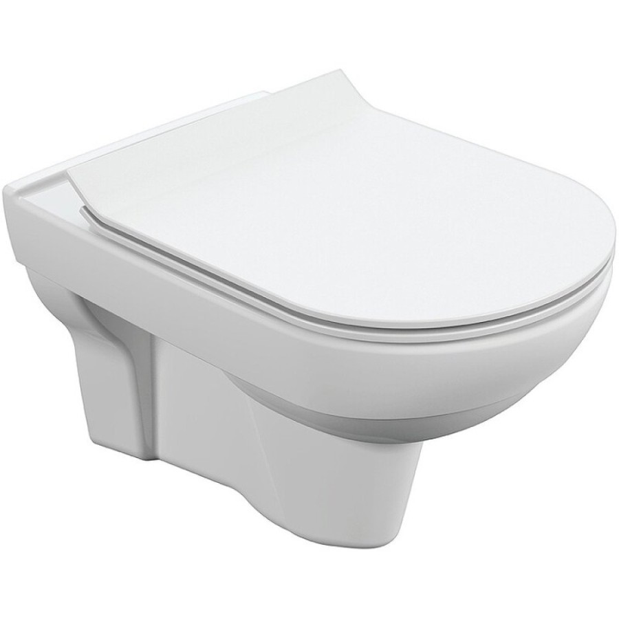 Инсталляция Cersanit Link pro 64277, с подвесным безободковым унитазом City Smart, сиденье микролифт, белый, клавиша белая