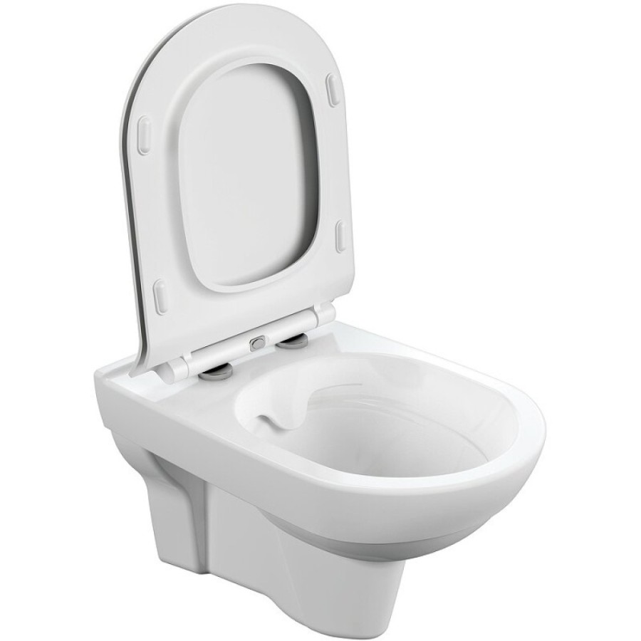 Инсталляция Cersanit Link pro 64277, с подвесным безободковым унитазом City Smart, сиденье микролифт, белый, клавиша белая