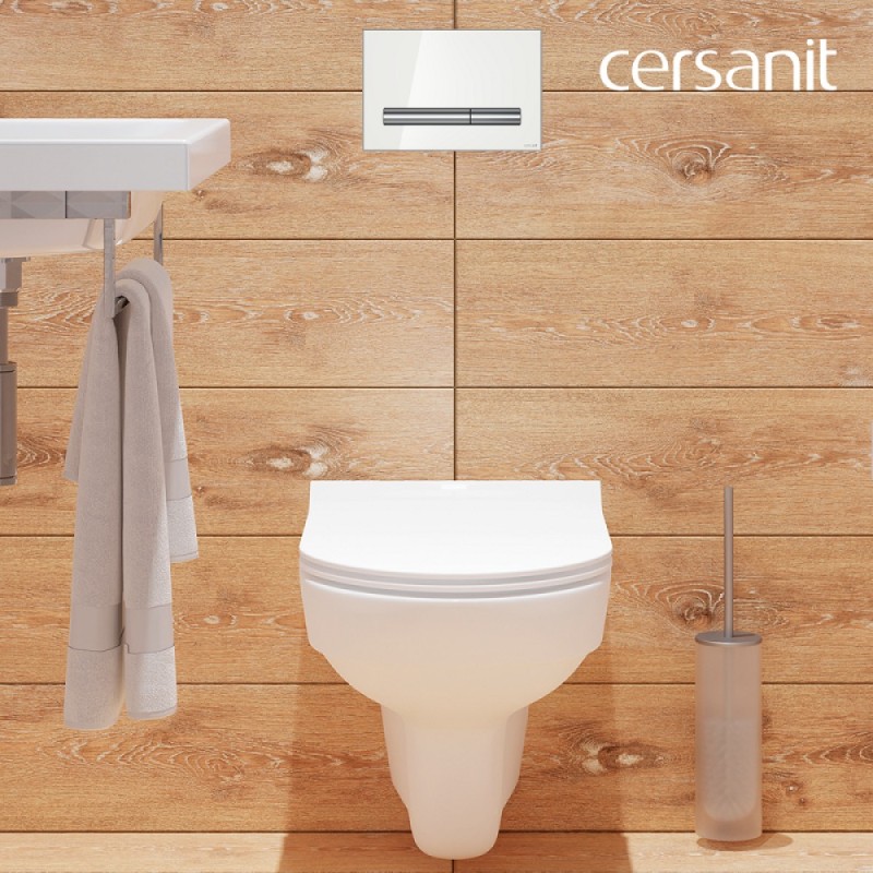Инсталляция Cersanit Vector 64439, с подвесным безободковым унитазом City Smart, сиденье микролифт, белый, клавиша белая