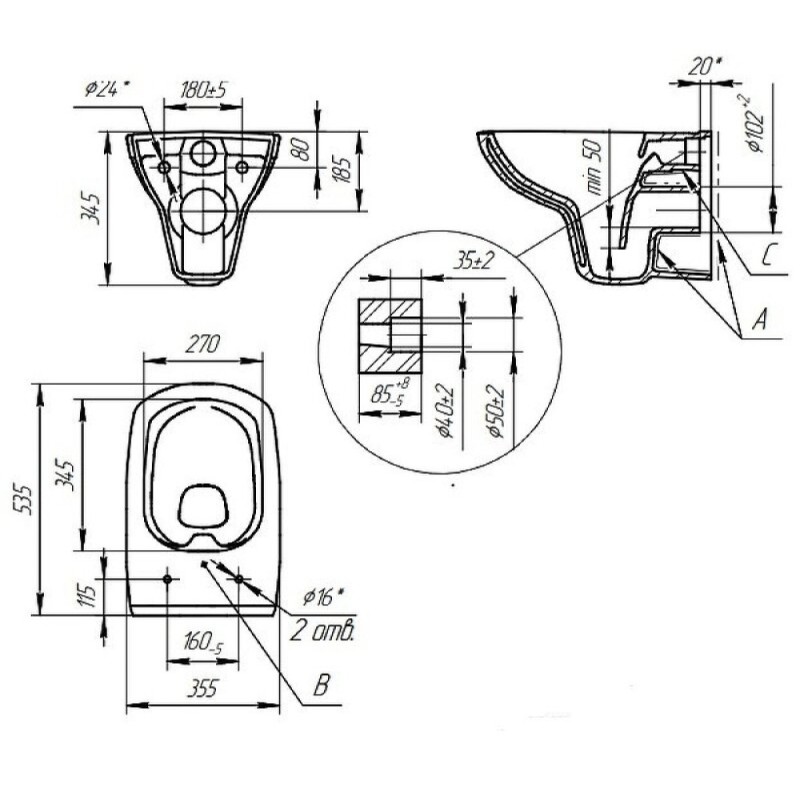 Инсталляция Cersanit Vector 64440, с подвесным безободковым унитазом Carina XL, сиденье микролифт, белый, клавиша хром матовый