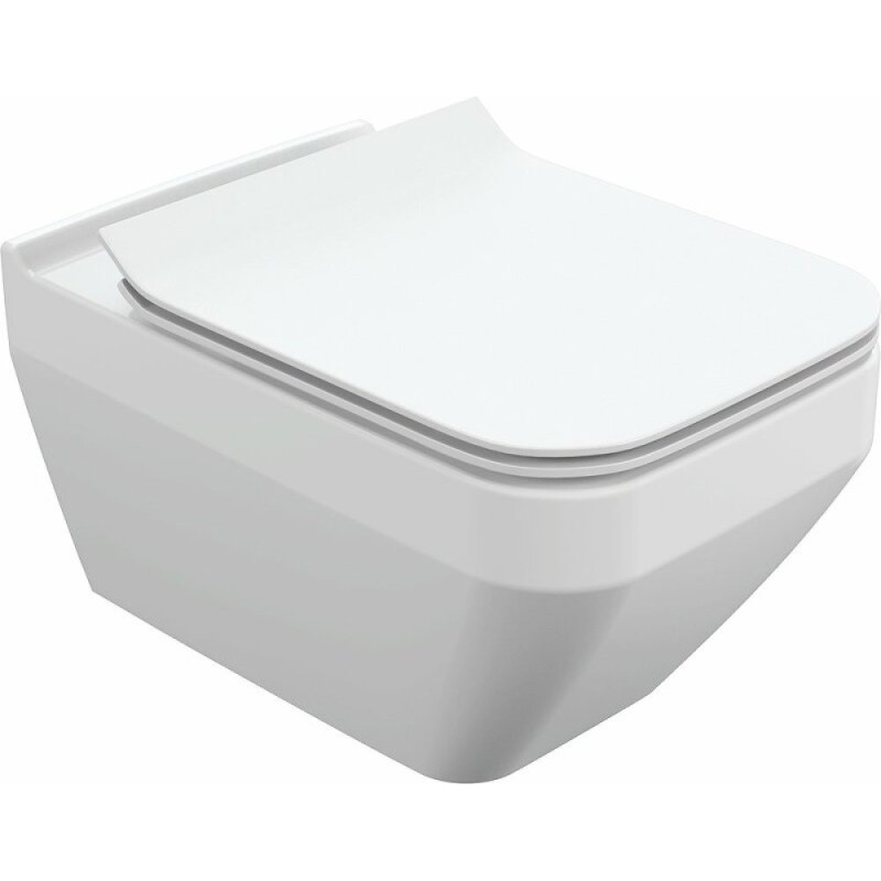 Инсталляция Cersanit Link Pro 64443, с подвесным безободковым унитазом Crea Square, сиденье микролифт, белый, клавиша хром глянцевый