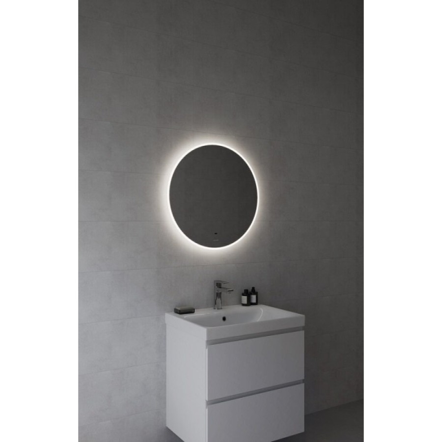 Зеркало Cersanit Eclipse Fusion 64809, 62 x 62 см, подвесное, LED-подсветка, бесконтактное включение, серебро