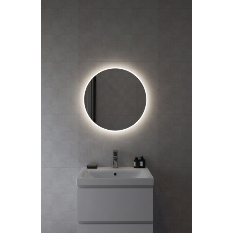 Зеркало Cersanit Eclipse Fusion 64810, 72 x 72 см, подвесное, LED-подсветка, бесконтактное включение, серебро
