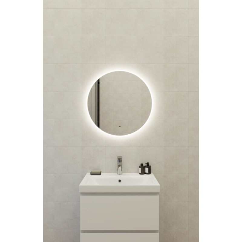 Зеркало Cersanit Eclipse Fusion 64811, 80 x 80 см, подвесное, LED-подсветка, бесконтактное включение, серебро