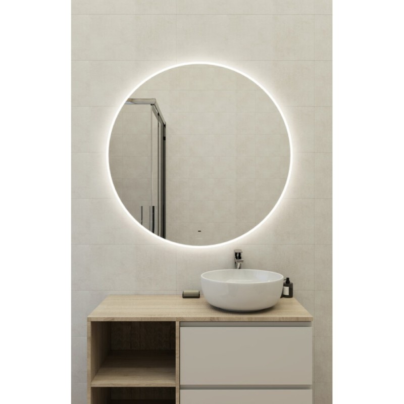 Зеркало Cersanit Eclipse Fusion 64812, 100 x 100 см, подвесное, LED-подсветка, бесконтактное включение, серебро