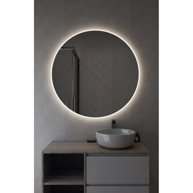 Зеркало Cersanit Eclipse Fusion 64812, 100 x 100 см, подвесное, LED-подсветка, бесконтактное включение, серебро