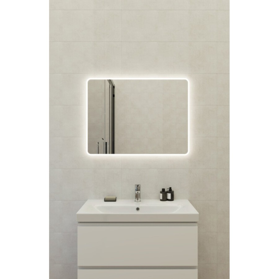 Зеркало Cersanit Eclipse Fusion 64813, 60 x 80 см, подвесное, LED-подсветка, бесконтактное включение, реверсивное, серебро