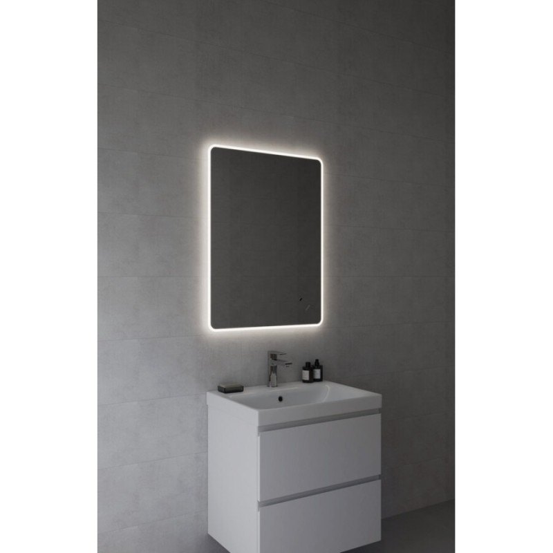 Зеркало Cersanit Eclipse Fusion 64813, 60 x 80 см, подвесное, LED-подсветка, бесконтактное включение, реверсивное, серебро