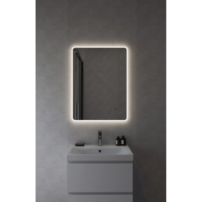 Зеркало Cersanit Eclipse Fusion 64813, 60 x 80 см, подвесное, LED-подсветка, бесконтактное включение, реверсивное, серебро