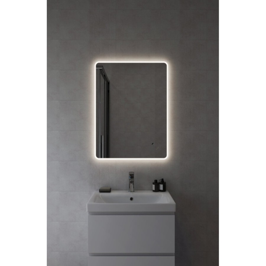 Зеркало Cersanit Eclipse Fusion 64813, 60 x 80 см, подвесное, LED-подсветка, бесконтактное включение, реверсивное, серебро