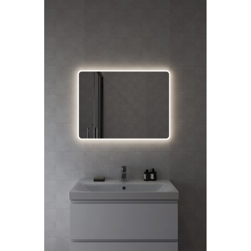 Зеркало Cersanit Eclipse Fusion 64813, 60 x 80 см, подвесное, LED-подсветка, бесконтактное включение, реверсивное, серебро