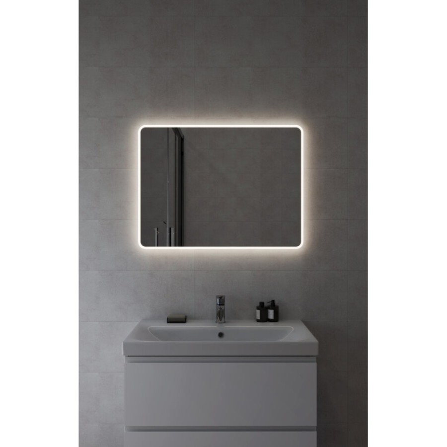 Зеркало Cersanit Eclipse Fusion 64813, 60 x 80 см, подвесное, LED-подсветка, бесконтактное включение, реверсивное, серебро