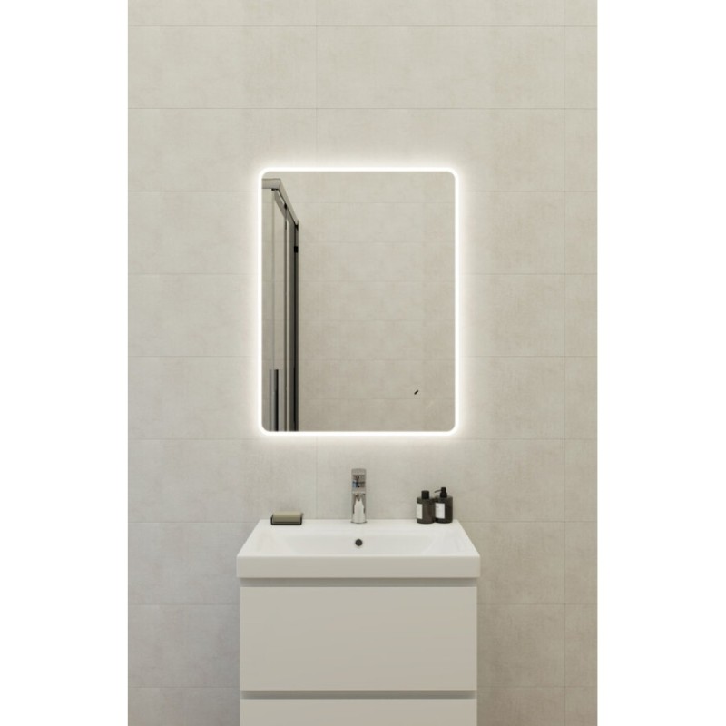 Зеркало Cersanit Eclipse Fusion 64813, 60 x 80 см, подвесное, LED-подсветка, бесконтактное включение, реверсивное, серебро