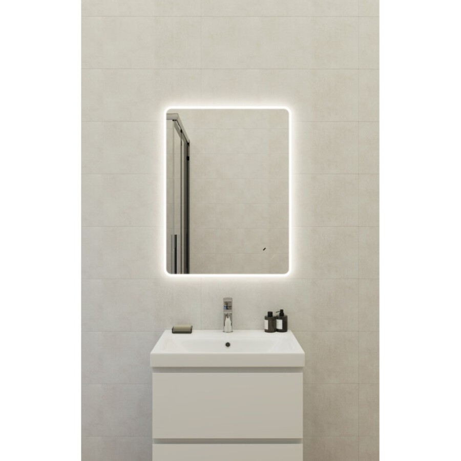 Зеркало Cersanit Eclipse Fusion 64813, 60 x 80 см, подвесное, LED-подсветка, бесконтактное включение, реверсивное, серебро