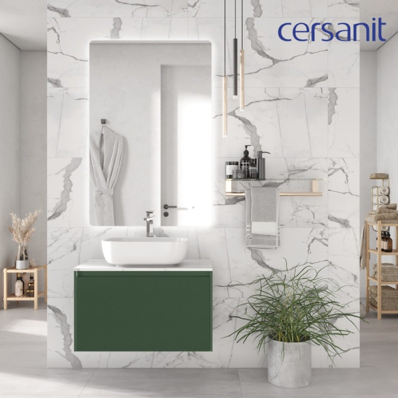 Зеркало Cersanit Eclipse Fusion 64815, 80 x 120 см, подвесное, LED-подсветка, бесконтактное включение, реверсивное, серебро