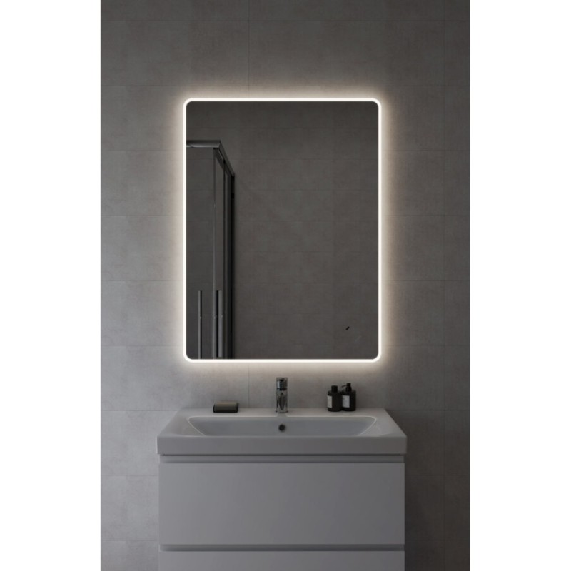 Зеркало Cersanit Eclipse Fusion 64815, 80 x 120 см, подвесное, LED-подсветка, бесконтактное включение, реверсивное, серебро