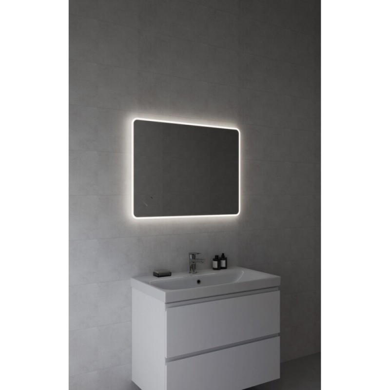 Зеркало Cersanit Eclipse Fusion 64815, 80 x 120 см, подвесное, LED-подсветка, бесконтактное включение, реверсивное, серебро