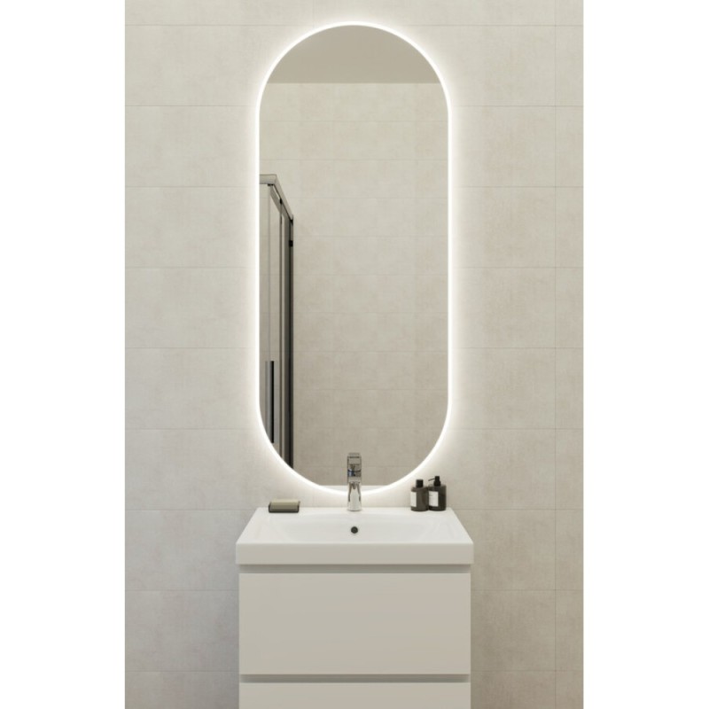 Зеркало Cersanit Eclipse Fusion 64816, 60 x 145 см, подвесное, LED-подсветка, бесконтактное включение, реверсивное, серебро