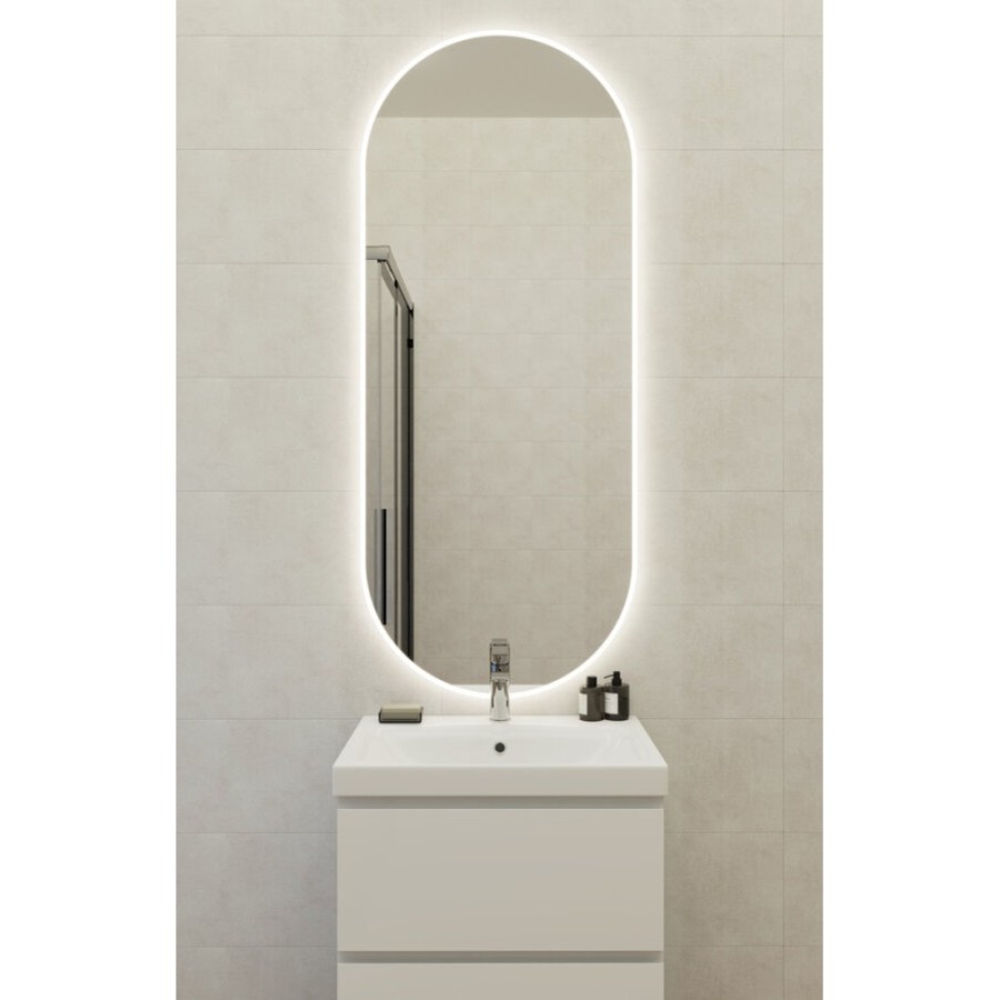 Зеркало Cersanit Eclipse Fusion 64816, 60 x 145 см, подвесное, LED-подсветка, бесконтактное включение, реверсивное, серебро