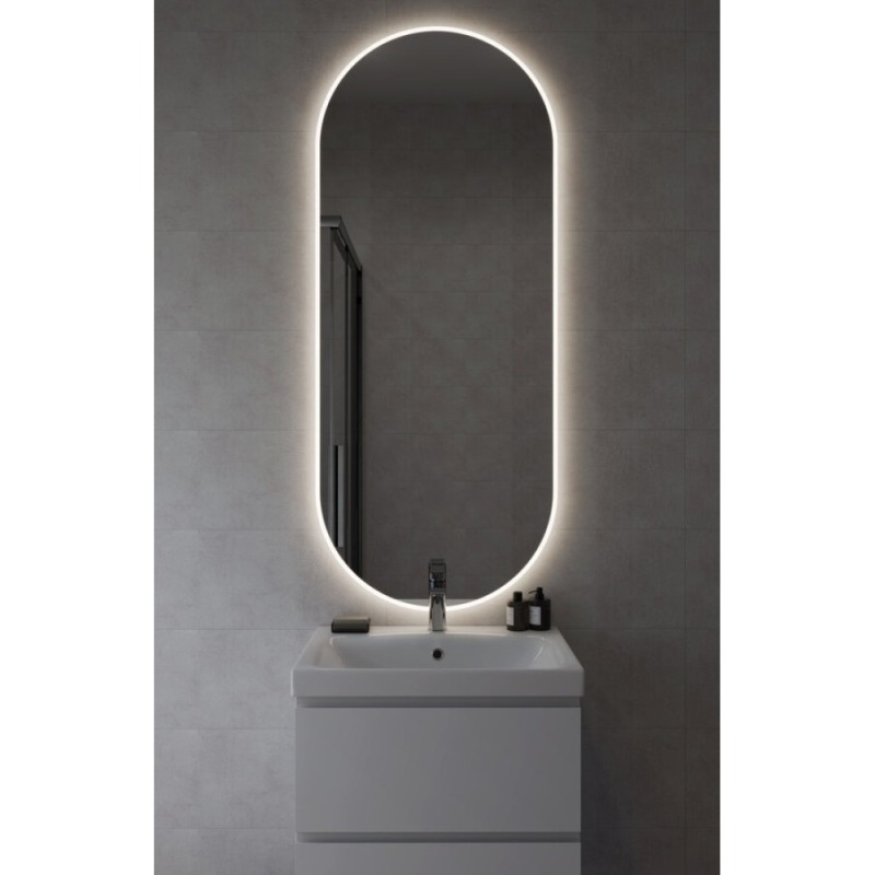 Зеркало Cersanit Eclipse Fusion 64816, 60 x 145 см, подвесное, LED-подсветка, бесконтактное включение, реверсивное, серебро