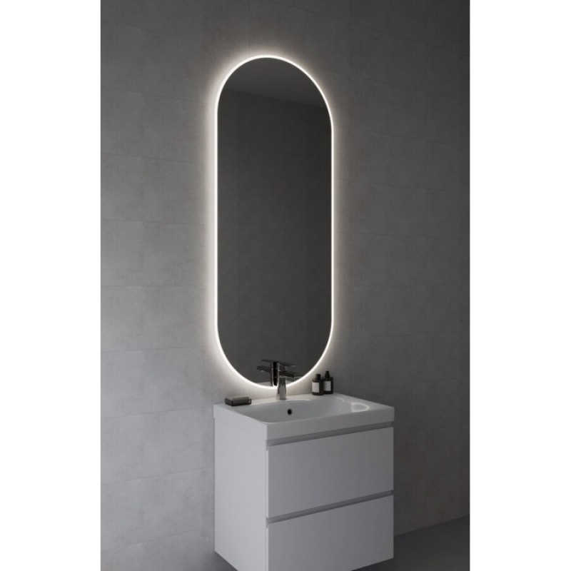 Зеркало Cersanit Eclipse Fusion 64816, 60 x 145 см, подвесное, LED-подсветка, бесконтактное включение, реверсивное, серебро