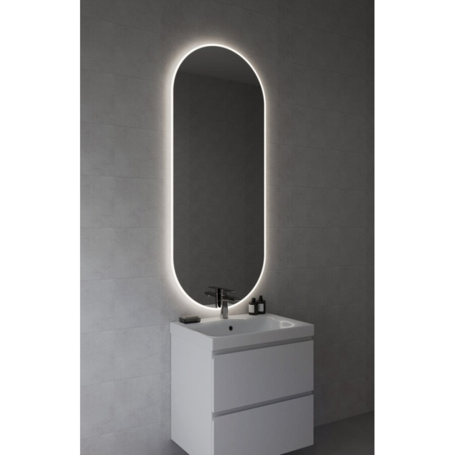 Зеркало Cersanit Eclipse Fusion 64816, 60 x 145 см, подвесное, LED-подсветка, бесконтактное включение, реверсивное, серебро