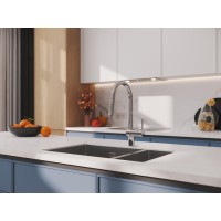 Смеситель Cersanit Brasko 64841, для кухонной мойки, с выдвижным изливом, хром