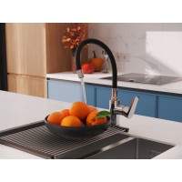 Смеситель Cersanit Moduo 64842, для кухонной мойки, с гибким изливом, хром/черный