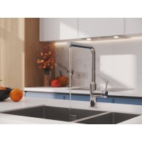 Смеситель Cersanit Flavis 64860, для кухонной мойки, с выдвижным изливом, хром