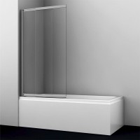 Стеклянная шторка на ванну WasserKraft Tauber 64S02-100, распашная/раздвижная, двухстворчатая, стекло прозрачное, профиль никель