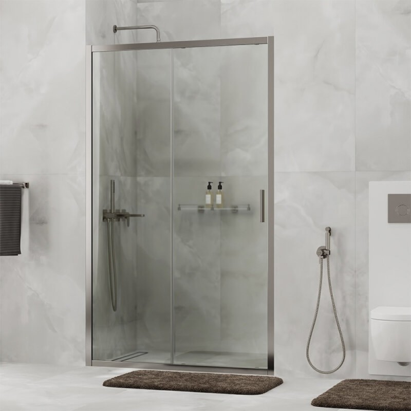 Душевая дверь в нишу WasserKRAFT Tauber 64S30, 130 см, профиль никель, стекло прозрачное