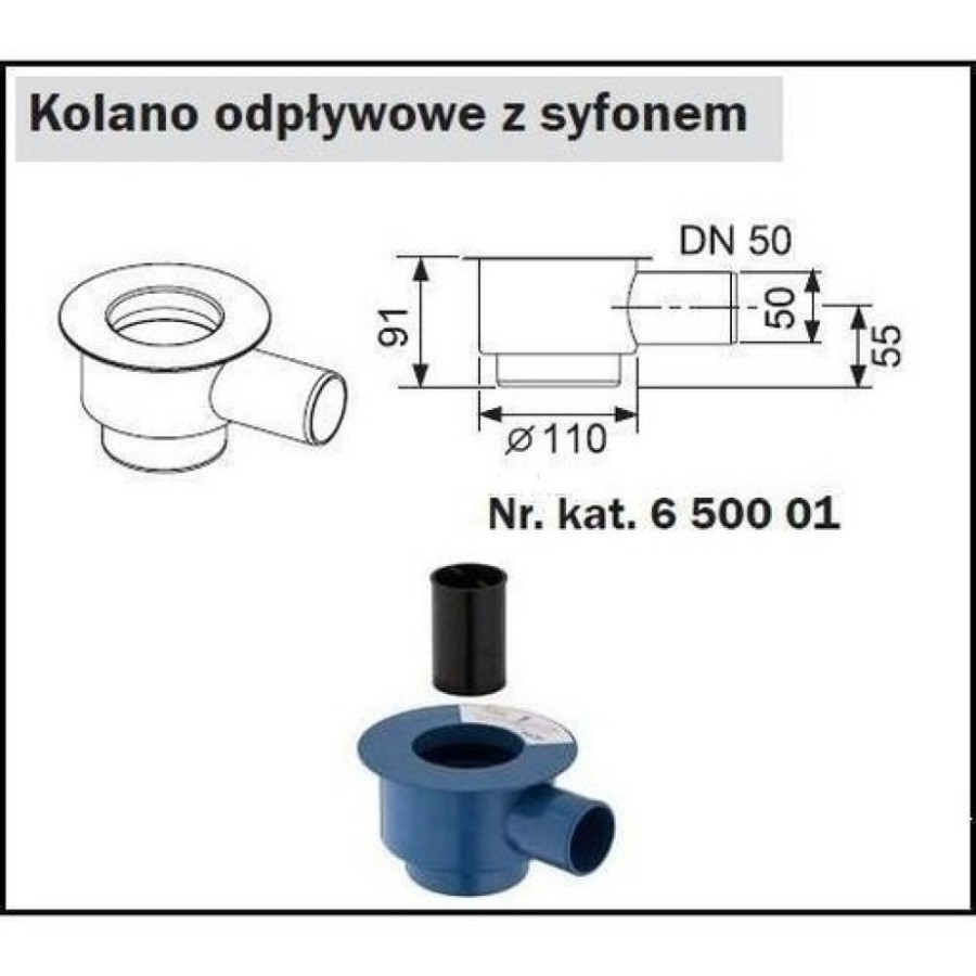 Сифон TECE, DN 50, 0,8 л/с, выход вбок 650001