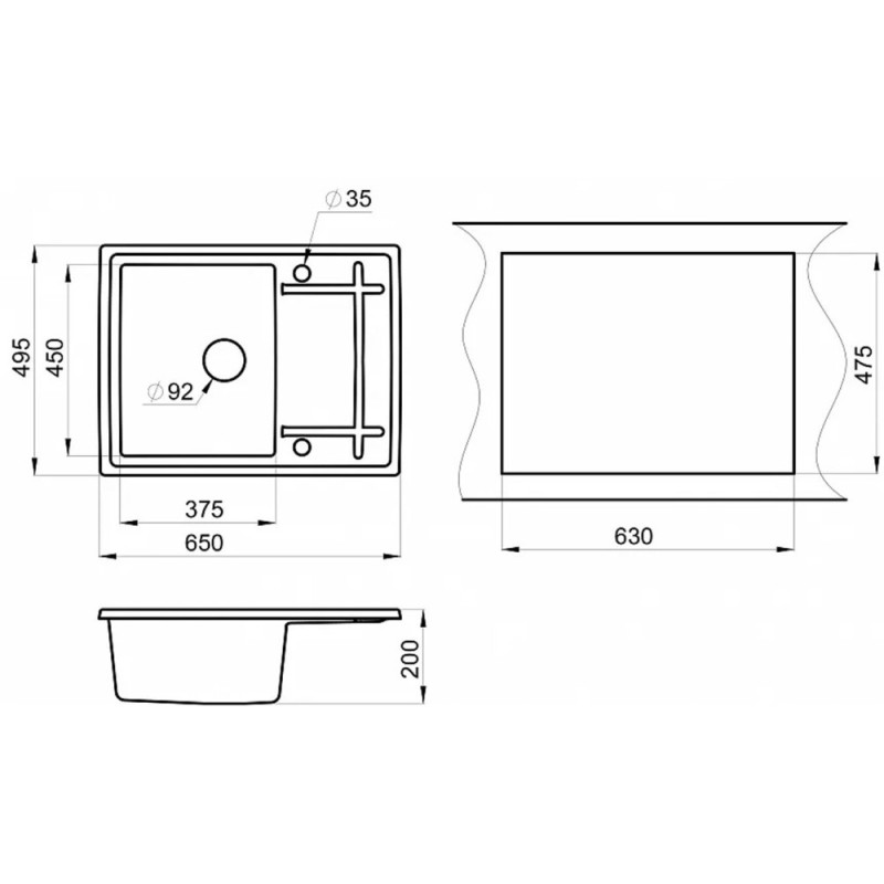 Кухонная мойка Granula GR-6501 6501sl, сланец